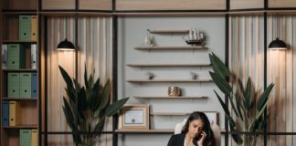 woman working at the desk in office